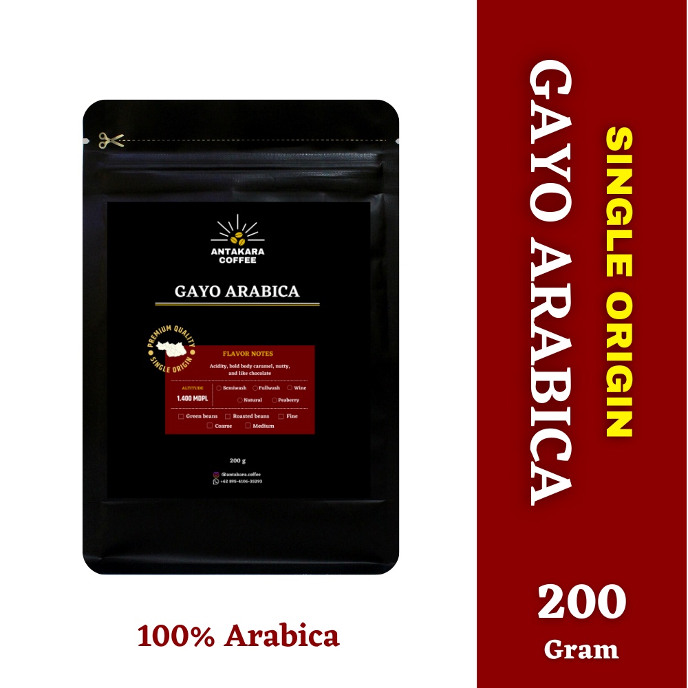 

[ANTAKARA] Kopi Gayo Arabica Single Origin Premium (Bubuk/Powder) 200 gram