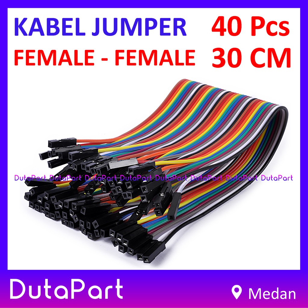 40Pcs Kabel Jumper 30cm FEMALE to FEMALE Dupont Cable Wire Pelangi