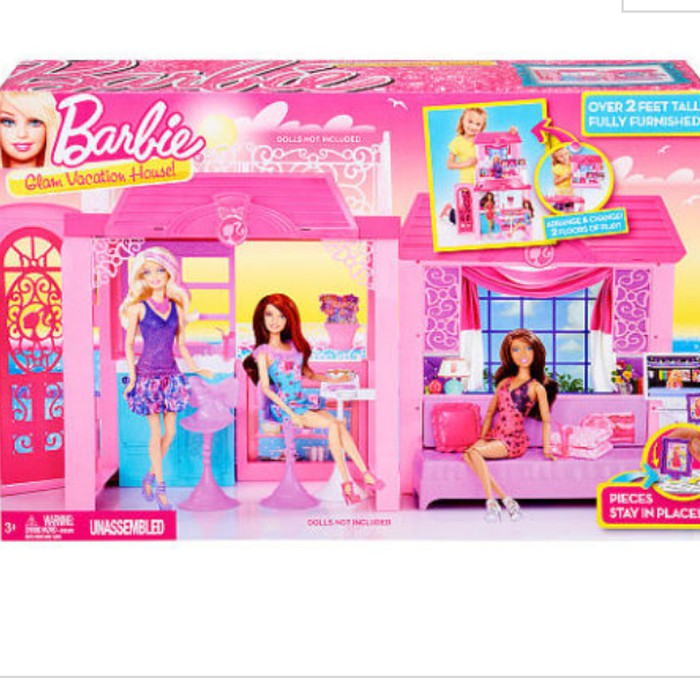 barbie glam house and 3 doll set