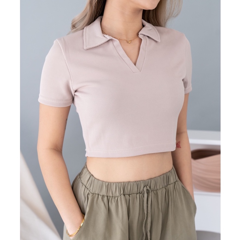 KAOS CROP TOP POLO SHIRT POLOS SUZY KNIT