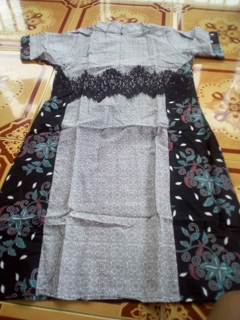 Couple Batik Wanita Dress Renda Anindya Katun Modern Motif Cewek Lolita Zipper Depan Premium