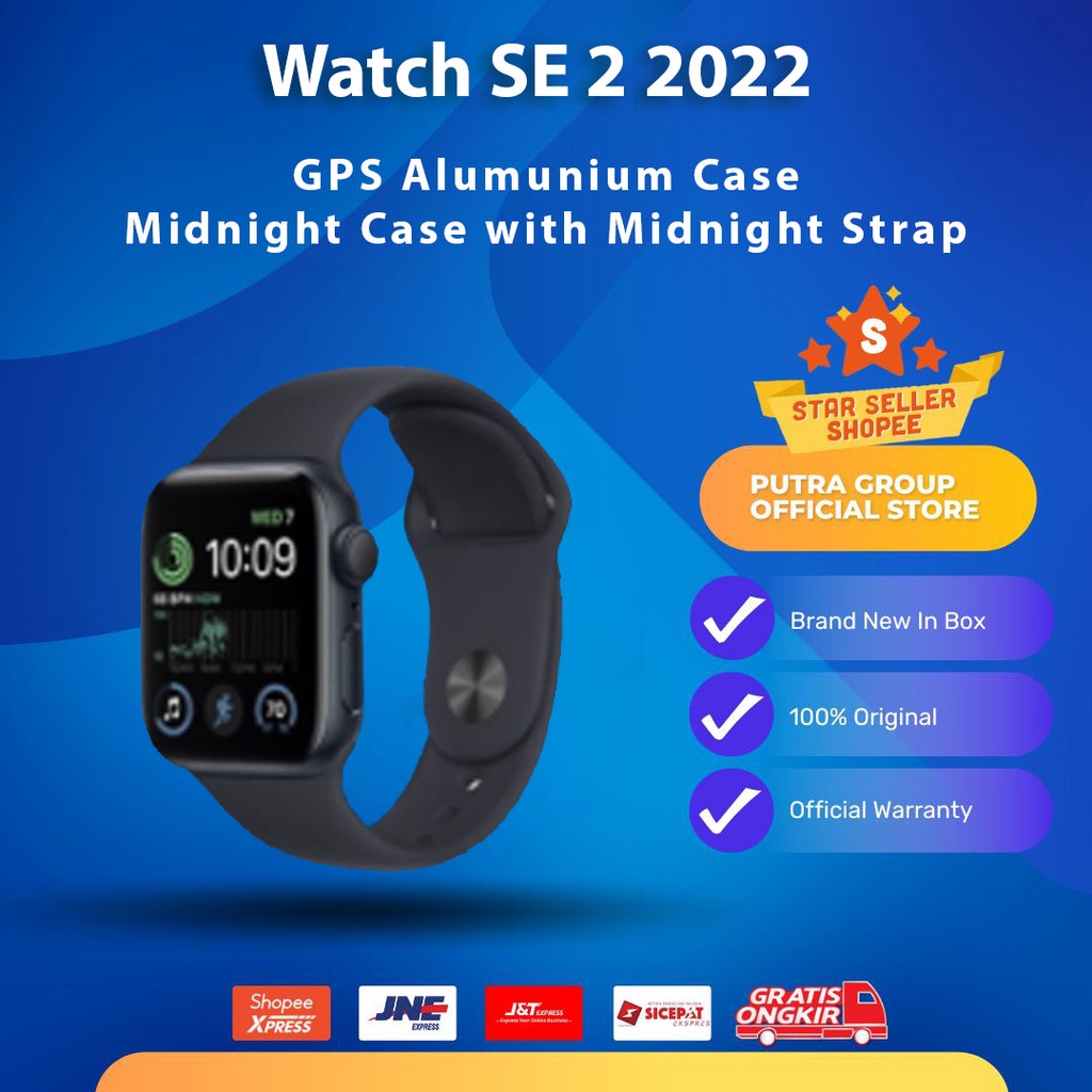 Watch SE 2 2022 44mm 40mm Midnight Aluminum Case with Midnight Strap GPS Only