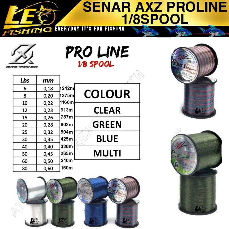 SENAR PANCING AXZ PRO LINE WARNA PUTIH HIJAU MULTI SIZE 6LB 8LB 10LB 12LB 15LB SENAR PROLINE 1/8SPOOL