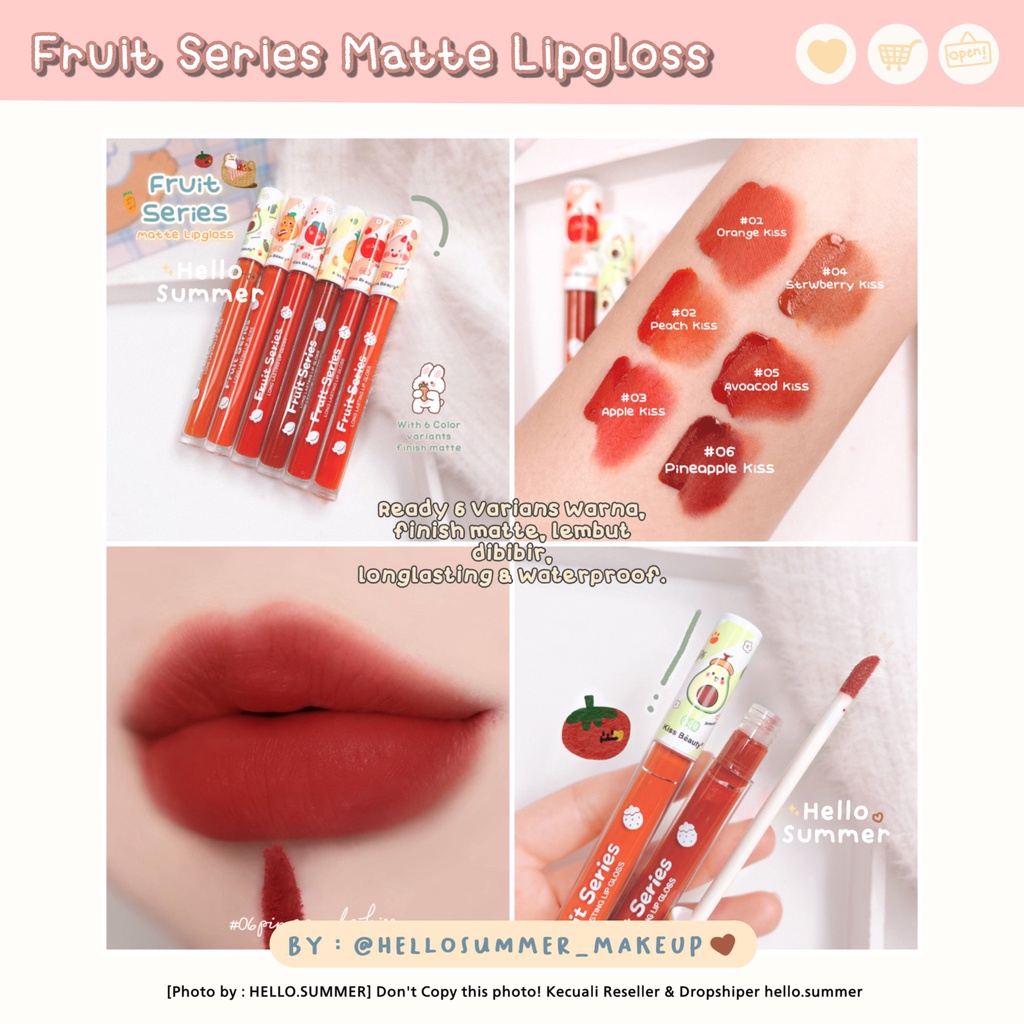 𝐌𝐀𝐓𝐓𝐄 𝐋𝐈𝐏𝐒𝐓𝐈𝐂𝐊 - Dreamy Fruit Series Longlasting Matte Lipstick Matte Lipgloss KBEAUTY