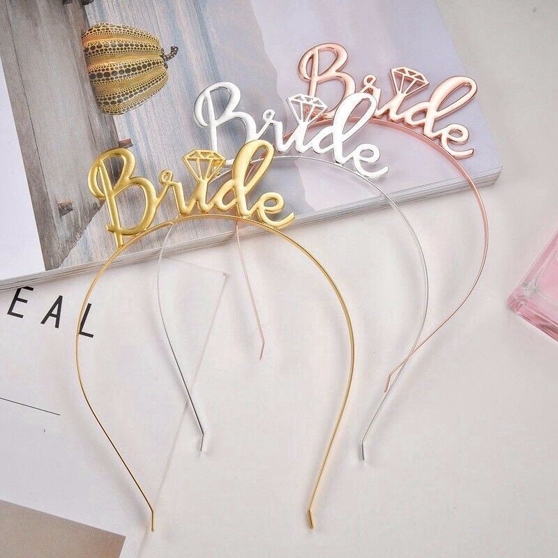 Bando / Headband Metal Tulisan Bride Aksesoris Bridal Shower / Bride To Be