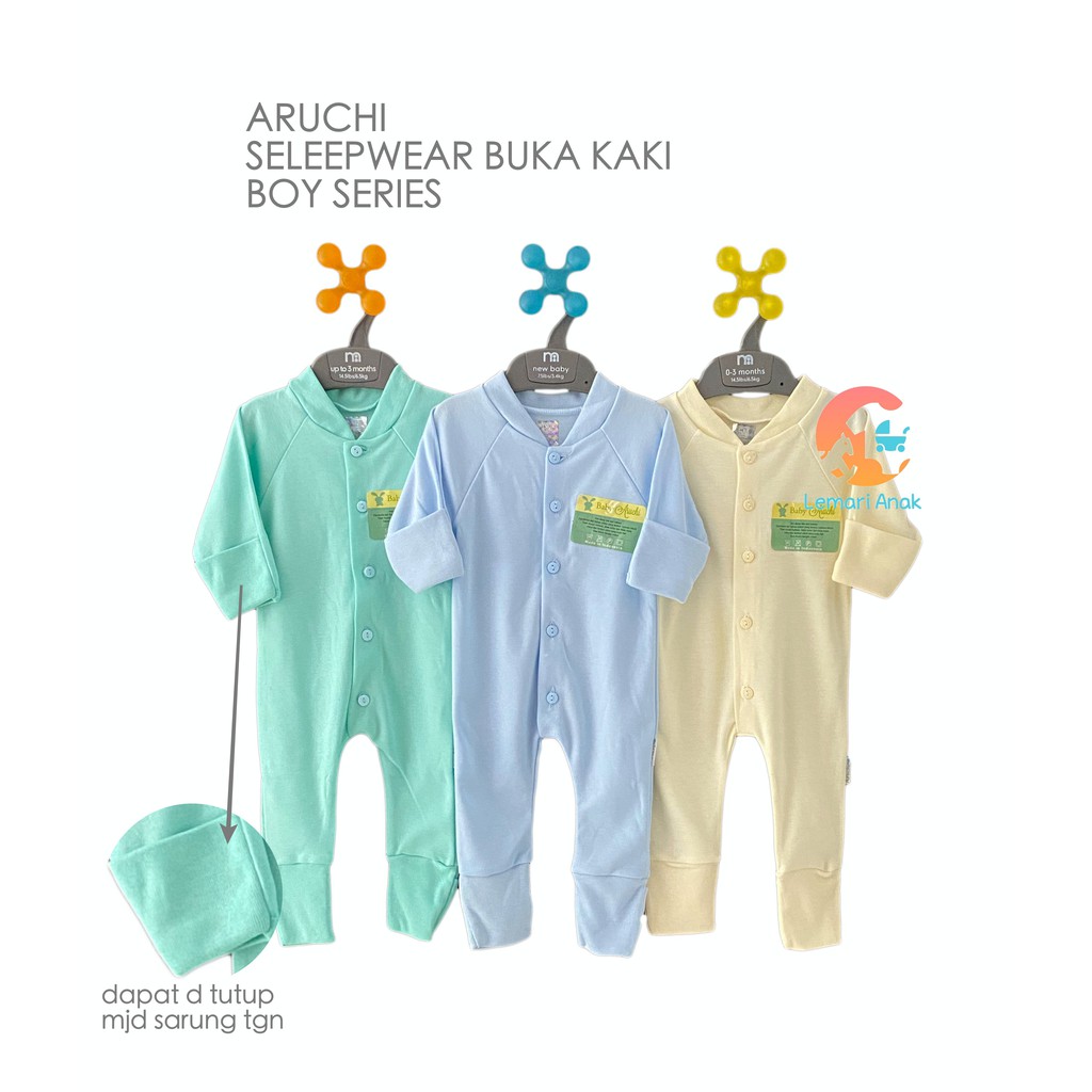 ARUCHI Sleepwear Baju  Kodok  Buka Kaki Warna 0 12 Bulan 