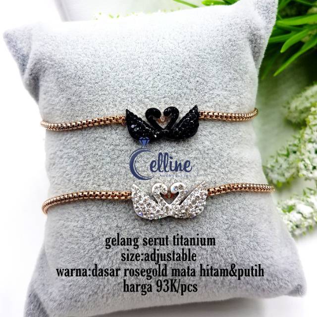 Gelang serut Swarovski titanium/gelang bebek titanium serut