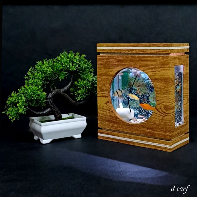 Aquarium OWLNEST  FULLSET Lampu Led, batu aquarium/pasir aquarium, Stiker background aquarium, Filte