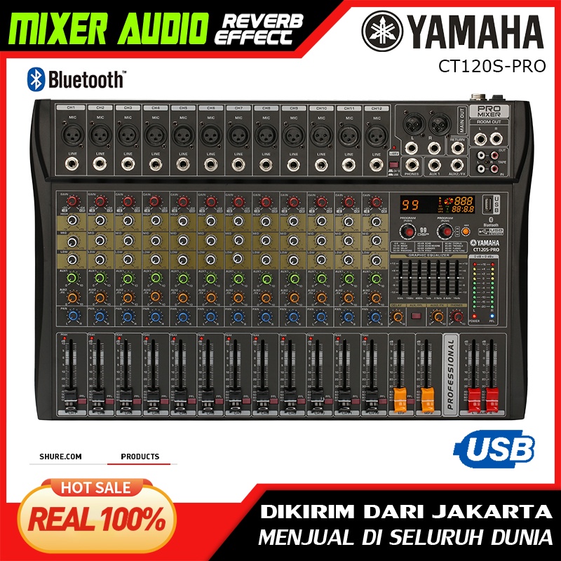 Mixer Audio Profesional Y CT120S-PRO 12 saluran DSP99 bawaan equalizer 2-lapisan EQ 7-band yang dapat disesuaikan Bluetooth/USB/PC/MP3 Peralatan Audio Profesional