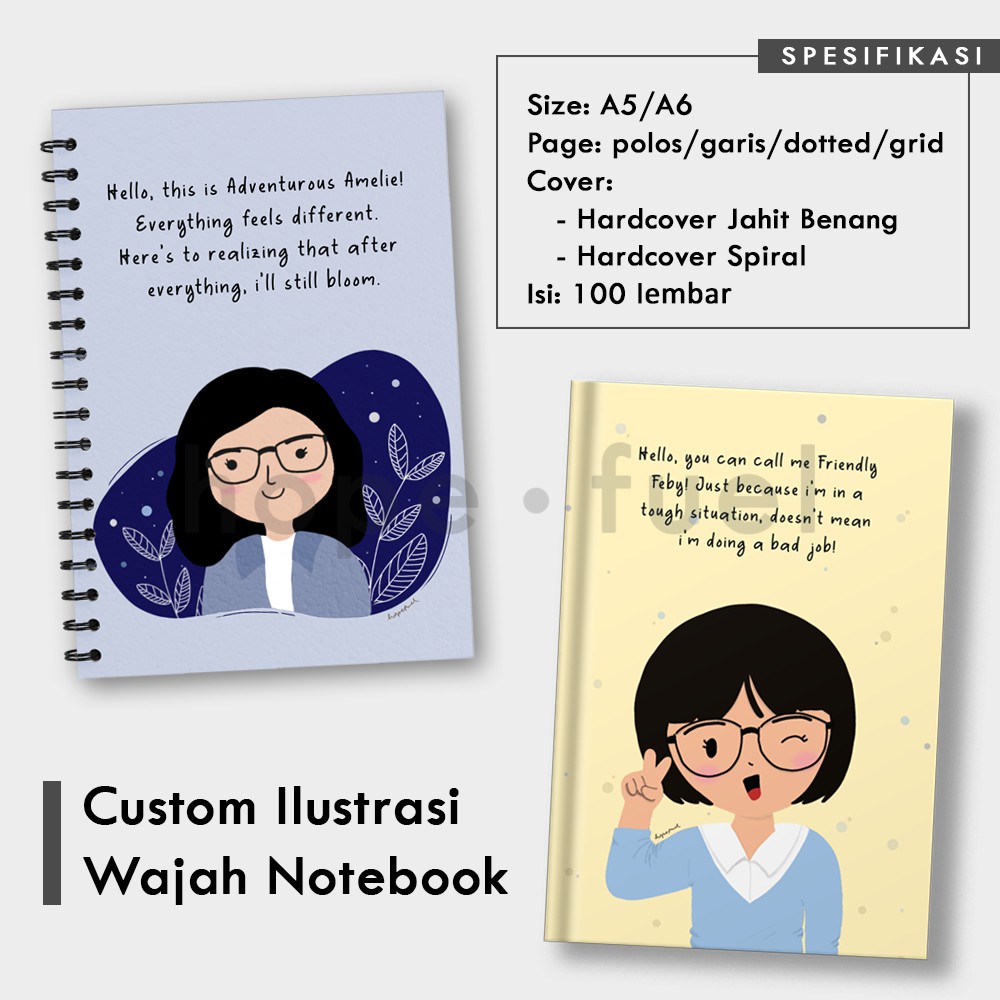 

Custom IIustrasi Wajah Notes/Notebook/Buku Tulis A5/A6 Hardcover by hope fuel