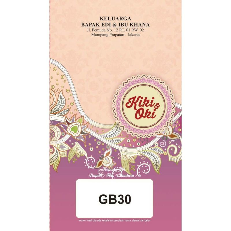 Blangko undangan GB 30 | Blangko Undangan Murah | Undangan pernikahan Murah