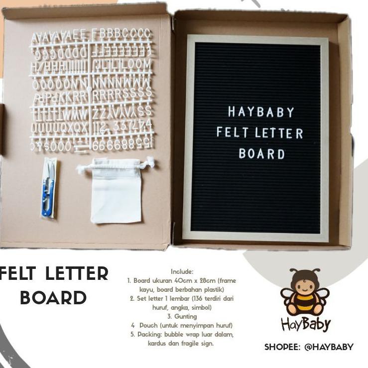 

Trendϟ HAYBABY FELT LETTER BOARD SET / papan nama bayi murah
