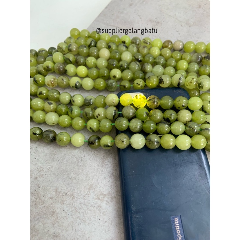 batu prehnite 10mm garnet kuning hijau aksesoris bahan kreasi akik bahan kalung gelang kerajinan tangan craft manik