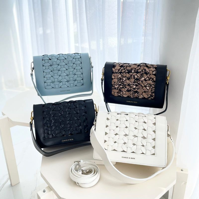 Ck Woven Shoulder Bag | Selempang Cewek | Tas Bahu | Tas Snake | Tas Biru | Slingbag |  C756