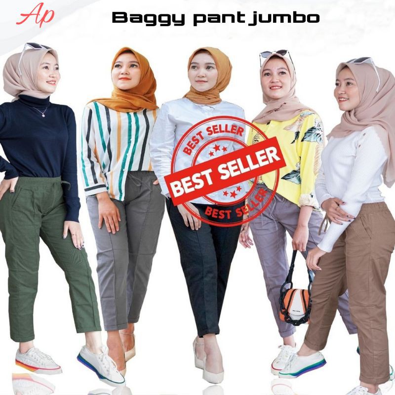 Bawahan wanita baggy pant jumbo celana cewek kekinian Chino cewek