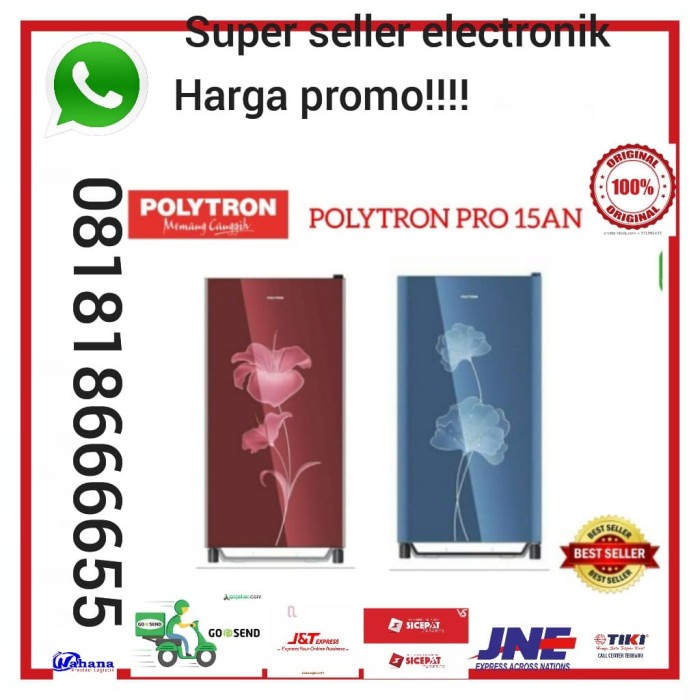 KULKAS 1 PINTU POLYTRON PRO15AN PRO 15 AN PRO-15AN FLAT DOOR 150 LITER