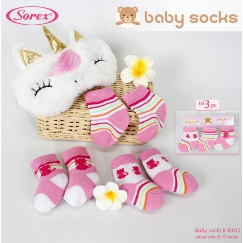 Kaos kaki Bayi 0-12 Bulan isi 3 Sorex k8501-3 dan k8401-3