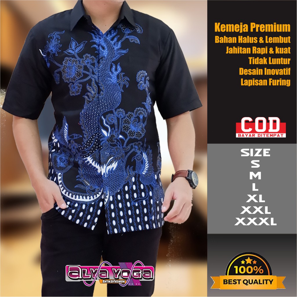 KEMEJA BATIK LENGAN PENDEK KEMEJA BATIK PRIA KEMEJA NAGA BIRU