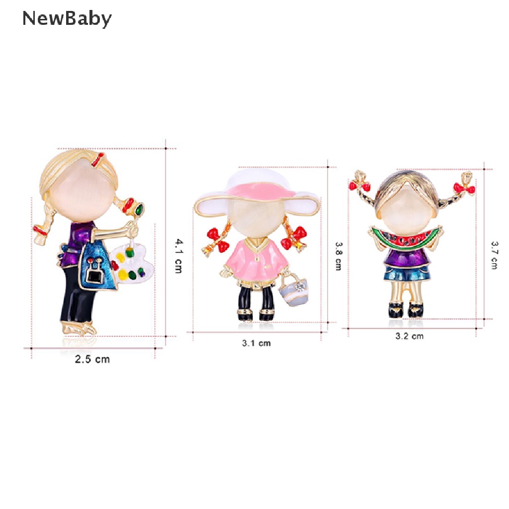 Newbaby Bros Pin Enamel Desain Gadis Lucu Hias Kristal Aksesoris Wanita