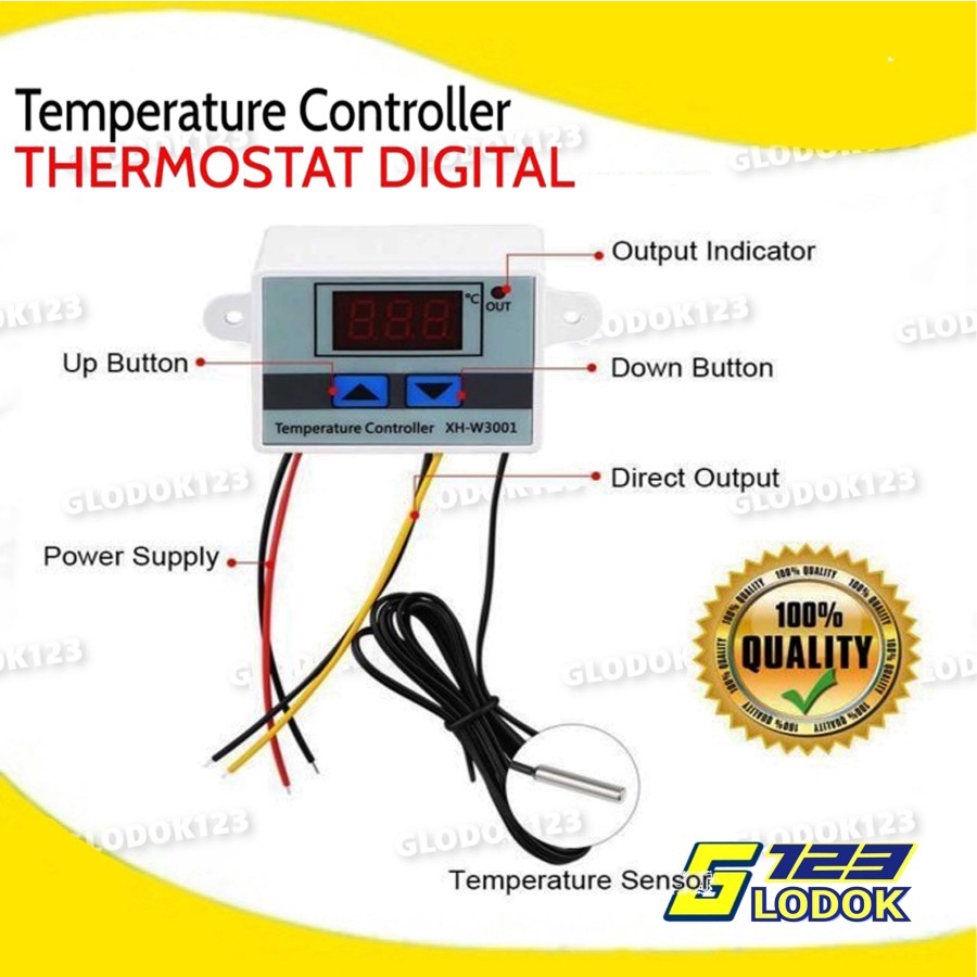 Thermostat Digital AC 220V DC 12V Termostat Pengatur Suhu XH W3001