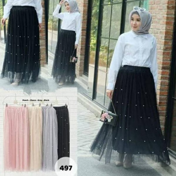 (1KG=6pcs) TUTU MAXI SKIRT - ROK TUTU PEAL MUTIARA TILE flare skirt