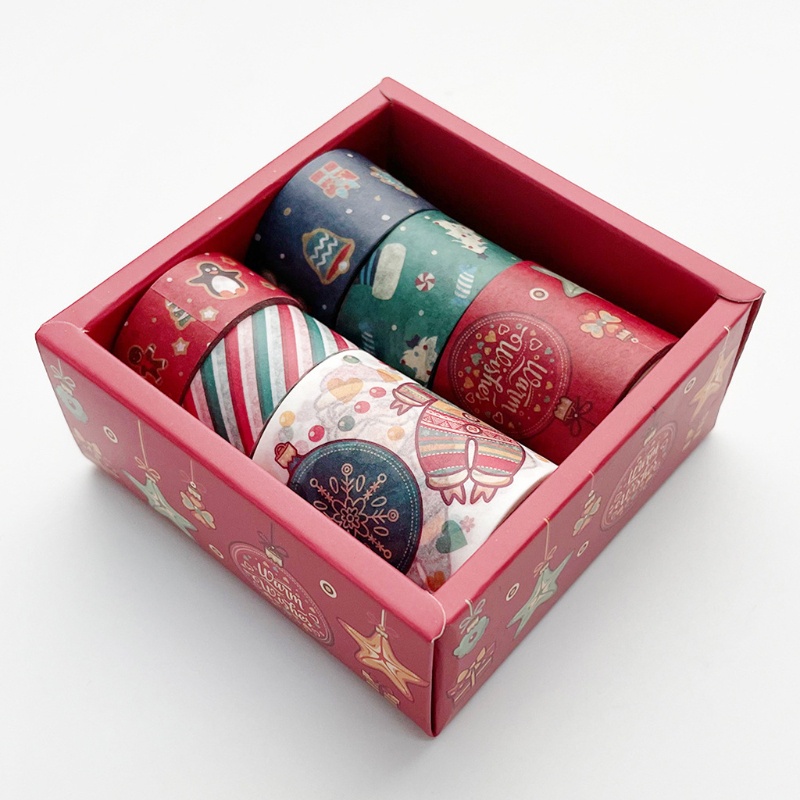 6 Roll Tape Kertas Washi Motif Natal Untuk Scrapbook