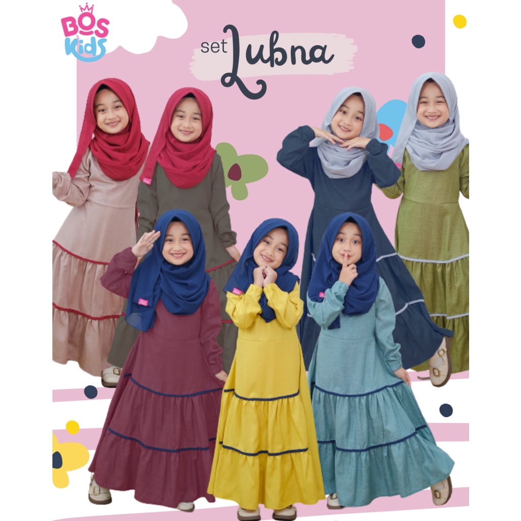 Gamis Anak Lubna Gamis Setelan Anak Khimar Instan bos kids katun masina gamis anak termurah