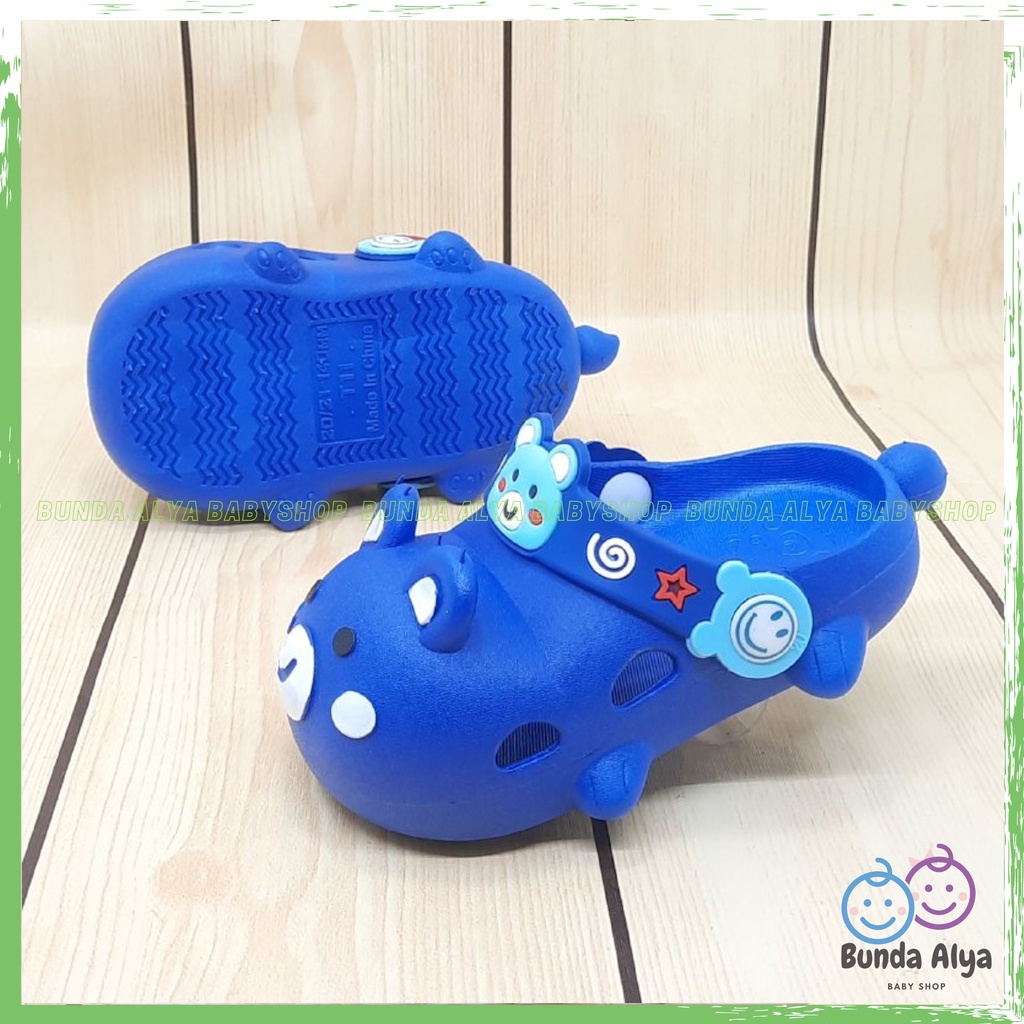 Sendal Anak Laki Laki IMPORT Usia 10 Bulan 1 2 3 4 Tahun BIRU BEAR Karet Elastis - Sepatu Sandal Anak Cowok Motif Karakter Lucu Model Kekinian Anti Slip Size 18-23