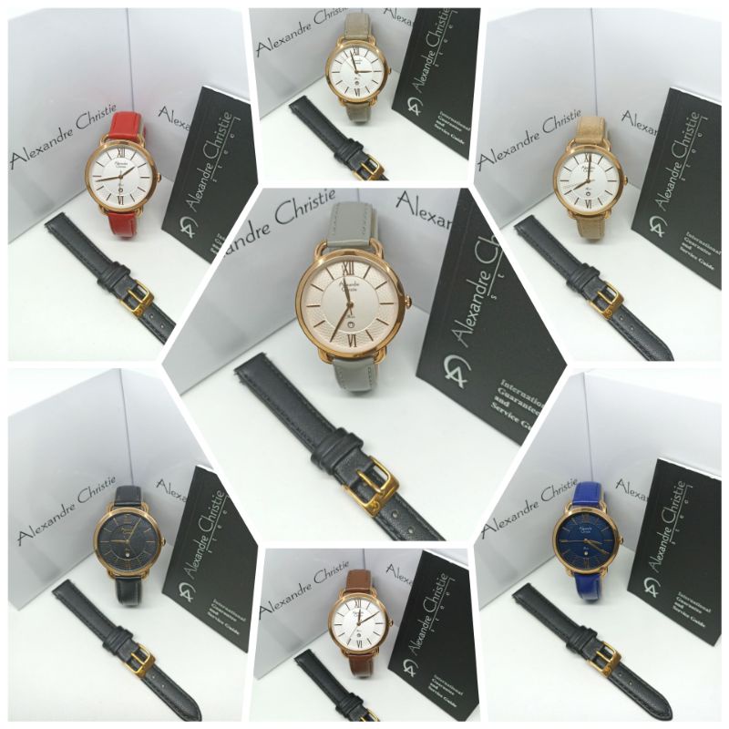 Jam Tangan Wanita Alexandre Christie 2674 AC2674 AC 2674 ( Free Tali Kulit) Tali Kulit