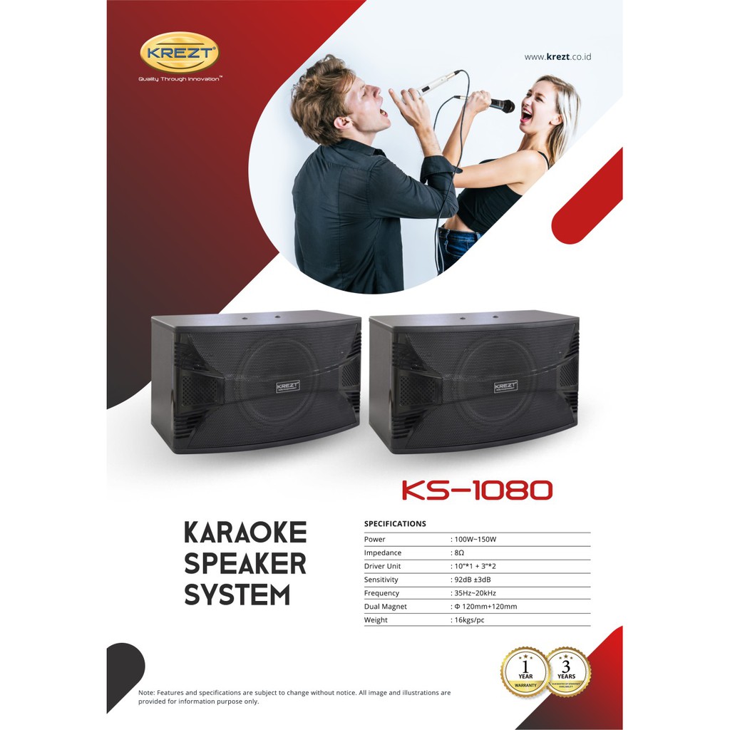 KARAOKE SPEAKER SYSTEM KREZT KS-1080  PASSIVE SPEAKER