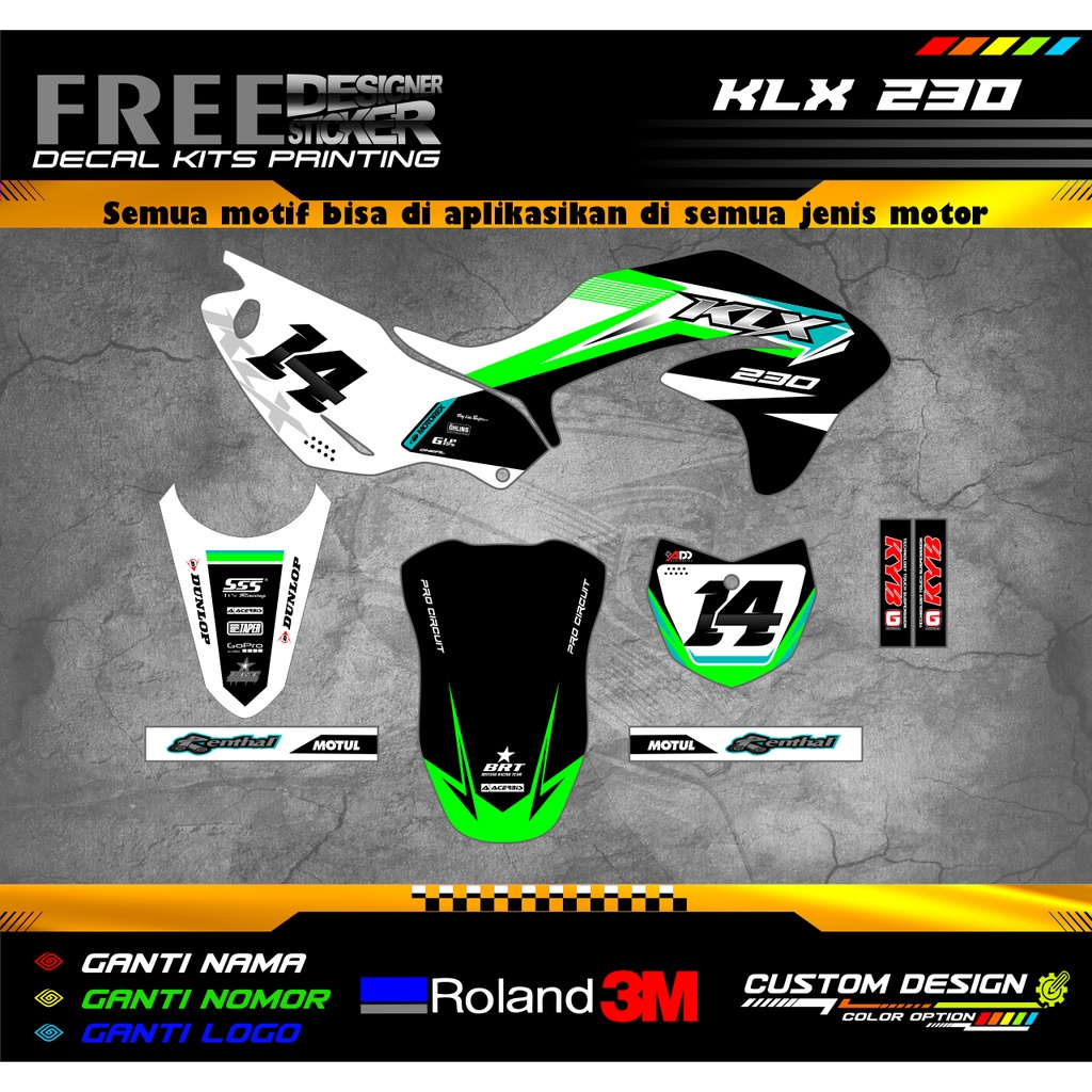Decal Sticker Motor Kawasaki KLX 230 WS001