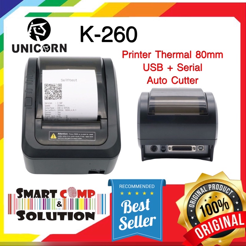 Unicorn K260 - Printer Thermal Struk Nota 80mm K-260 USB Serial Auto Cutter