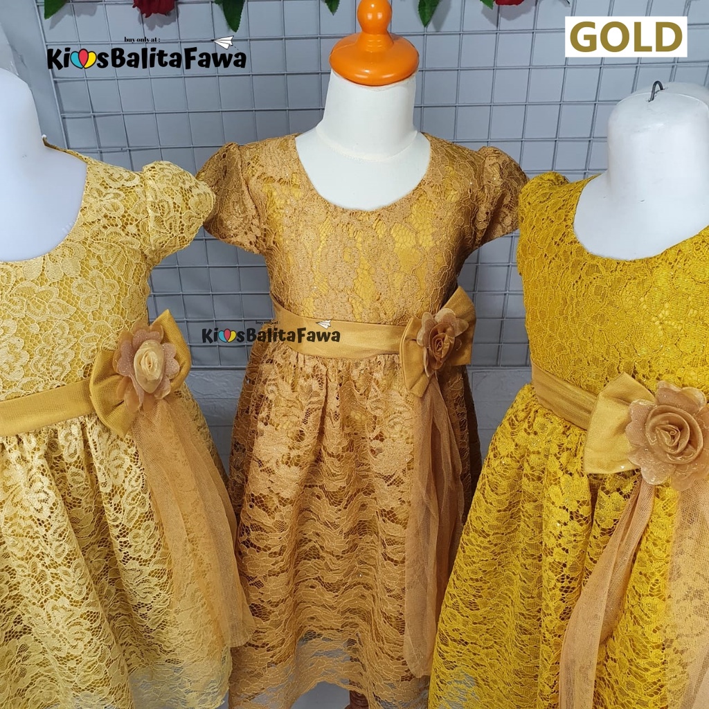 Gaun Pesta Size 7-8 Tahun / Ekspor Quality Premium Brukat Baju Anak Perempuan Dress Polos Natal Dres