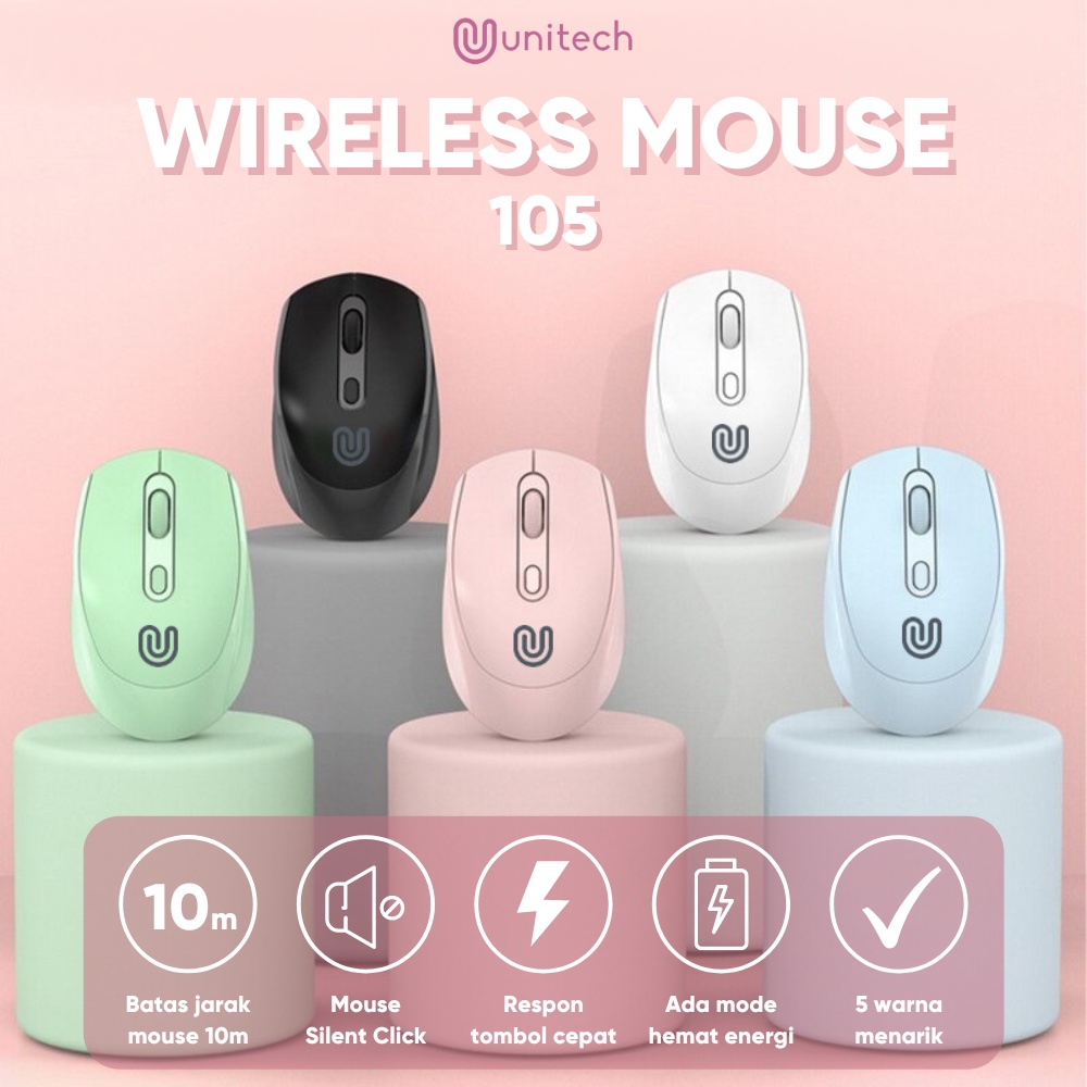 Wireless Mouse Unitech PS-105 Series Silent Click 1200DPI