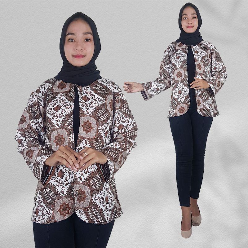 Bolero Batik Sogan Motif Bolak Balik Size Jumbo- Naira Batik