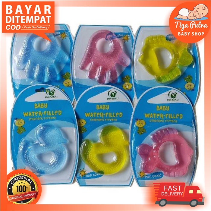 Gigitan Bayi OBAIKU Alat Bantu Gigit Bayi Isi Air Baby Water Filled Stronger Teether 3+ Non Toxi