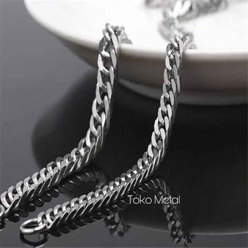 Kalung Titanium Rantai Sisik Naga Anti Karat Pria Ukuran 6 mm,8 mm 10 mm Panjang 60 Cm[ Toko Metal ]