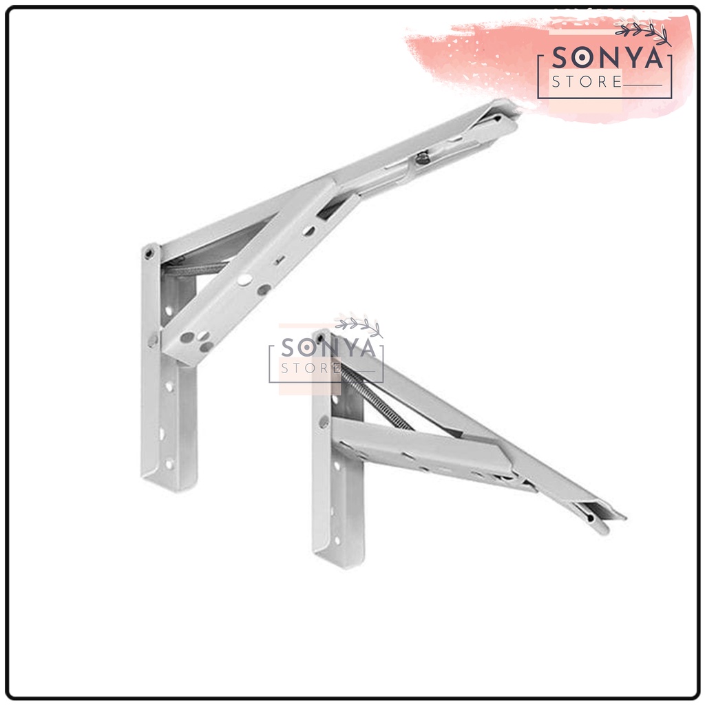 Siku Lipat Meja Dinding Besi Bracket Engsel Lipat 30cm Ambalan Penyangga Papan