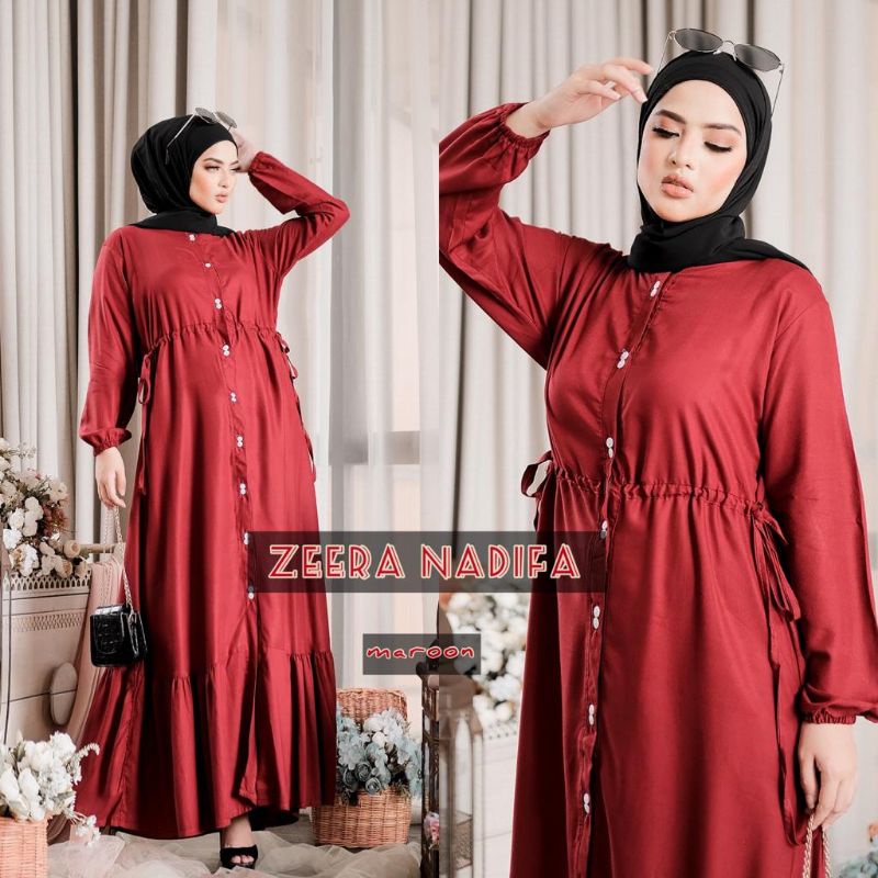 Daster arab ZEERA NADIFA Gamis Rayon Maxi Dress Kancing