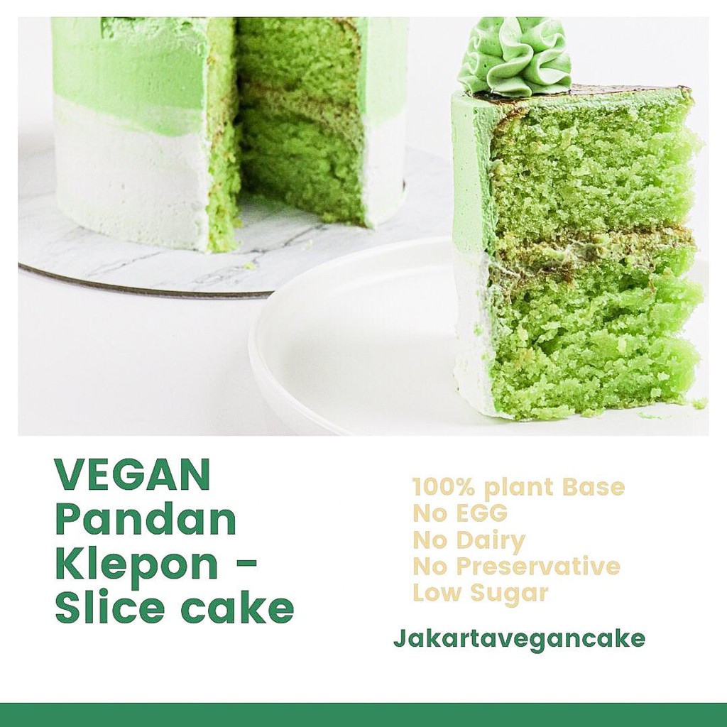 

kue vegan- vegan slice cake- kue slice - kue pandan klepon- kue vegetarian - kue plant based