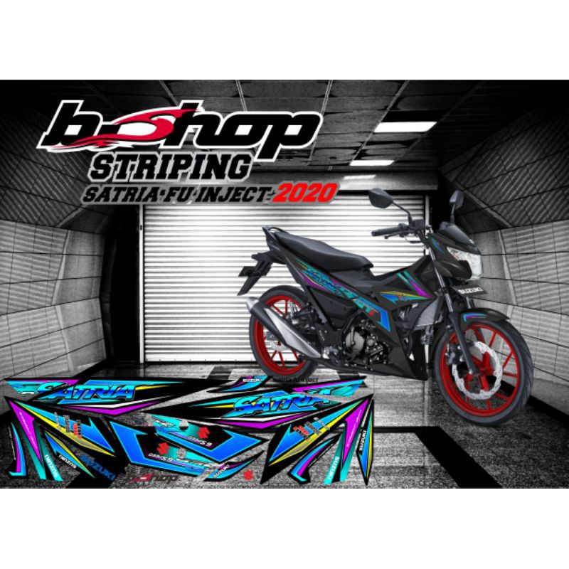 Striping Satria FU Inject 2020 grafis biru hitam variasi