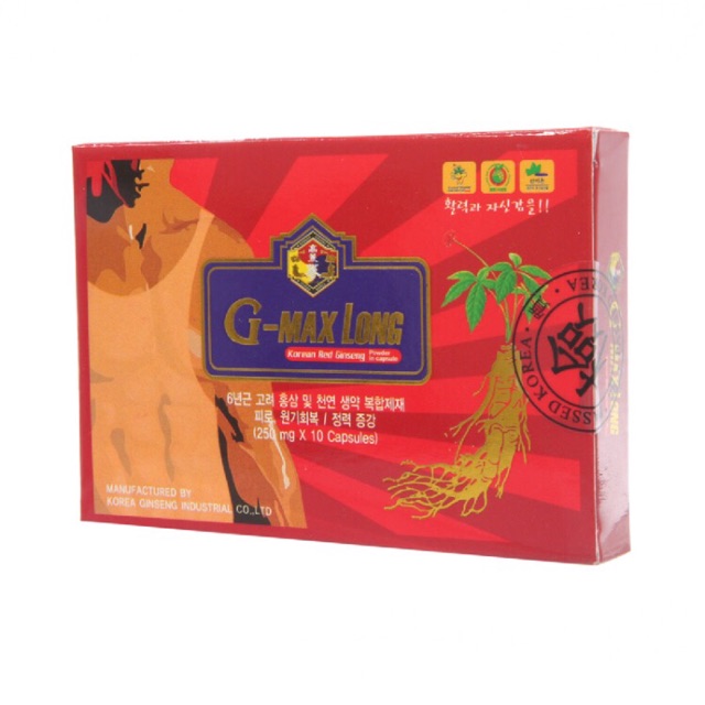 Korean Red Ginseng G-MaxLong 10 Capsules x 250 mg (for men)