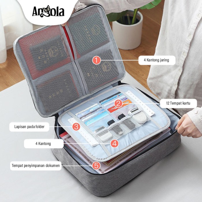 

ORGANIZER-DOCUMENT- TAS DOKUMEN C06 TEMPAT PENYIMPANAN FILE TRAVEL BAG STORAGE BOX - ABU-ABU