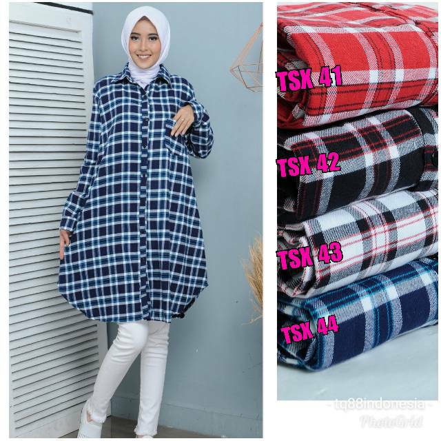 Tunik flanel/tunik/tunik kotak/hem tunik/tunik murah/kemeja tunik/hem kotak/kemeja kotak/tunik xl