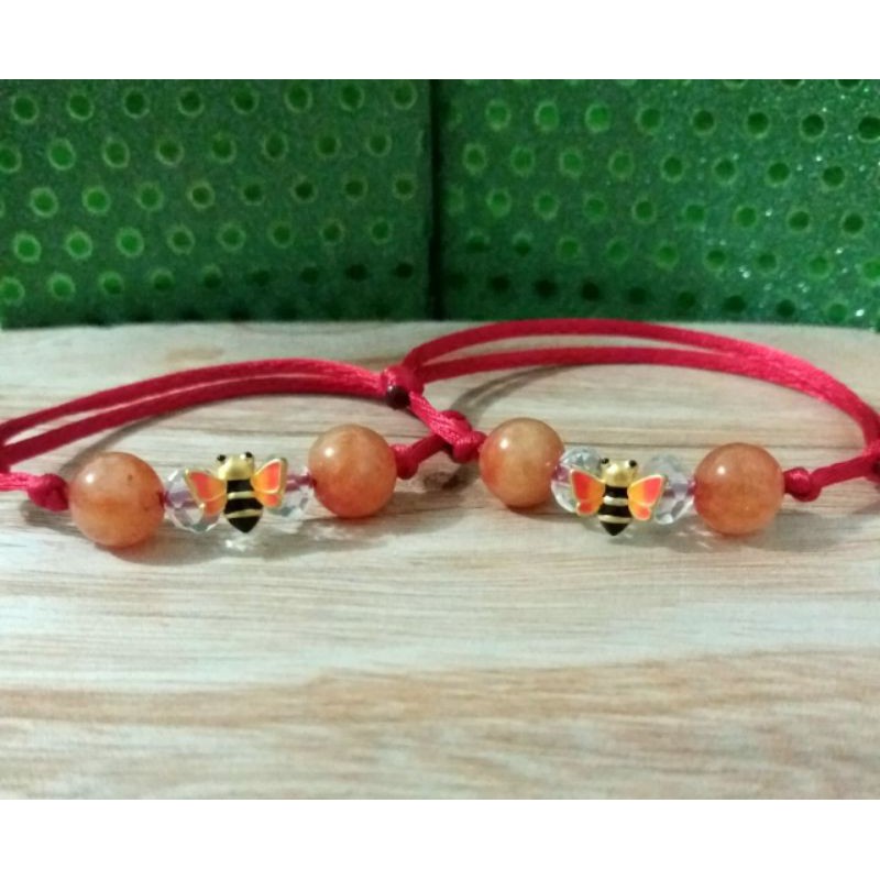 Gelang tali fashion baby koi cat/lebah cat emas hongkong 24k