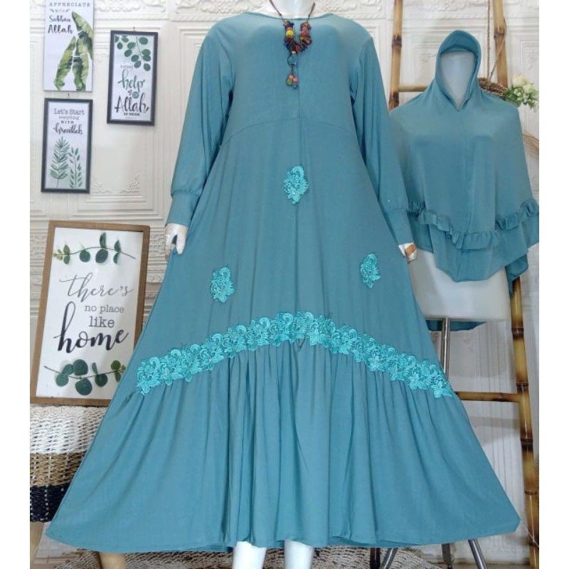 GAMIS SET HIJAB JERSEY SUPER PREMIUM