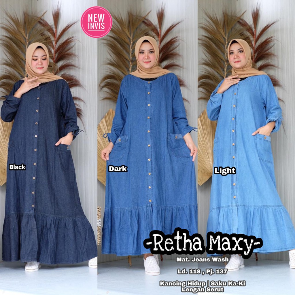 RETHA MAXI JUMBO VISTA JEANS BIRU NAVY HITAM GBM