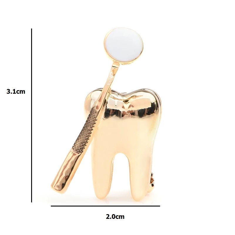 （✔✔❤Bros Pin Bentuk Cermin Warna Emas Untuk Dokter Gigi