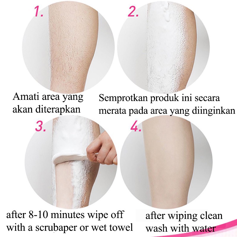 Krim Cream Spray penghilang bulu Permanen Ketiak Kaki Bagian privat 150ml Bahan alami Pencukuran bulu yang lembut dan tidak menyakitkan