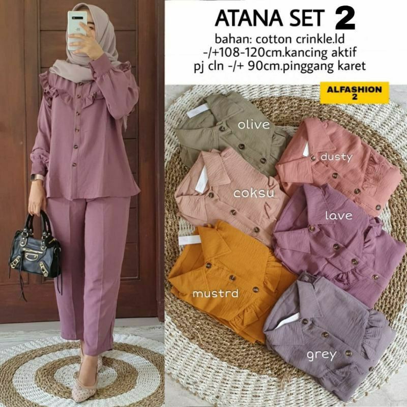 MUMU - ATANA SET SETELAN WANITA MUSLIMAH  BAHAN CRINKLE AIRFLOW BY MUMU FASHION